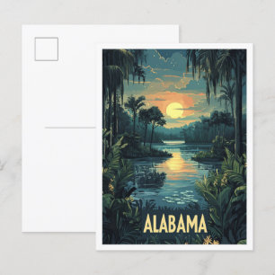 Postal Viaje de Ilustracion de arte de Alabama USA