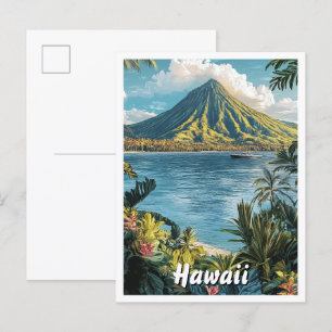 Postal Viaje de Ilustracion de arte de Hawaii USA