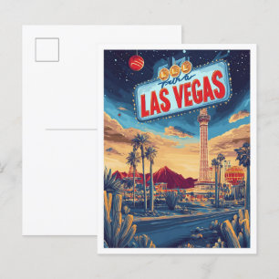 Postal Viaje de Ilustracion de arte de Las Vegas USA