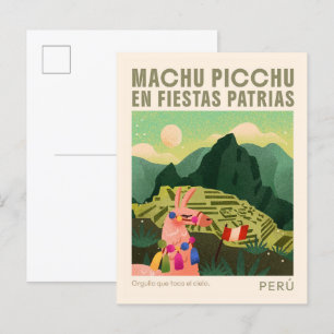 Postal Viaje de Ilustracion de arte de Machu Picchu Perú