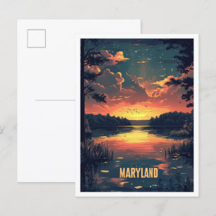 Postal Viaje de Ilustracion de arte de Maryland USA