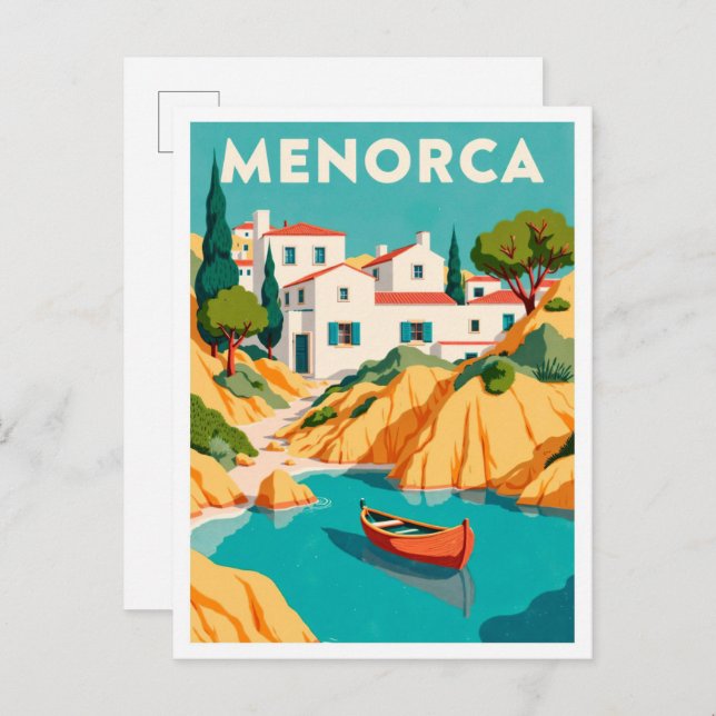 Postal Viaje de Ilustracion de arte de Menorca España (Anverso / Reverso)