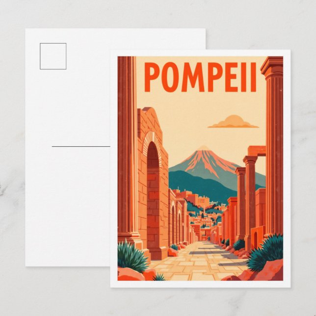 Postal Viaje de Ilustracion de arte de Pompeya (Anverso / Reverso)