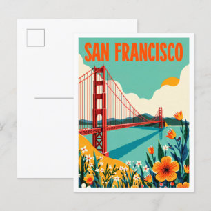 Postal Viaje de Ilustracion de arte de San Francisco Cali