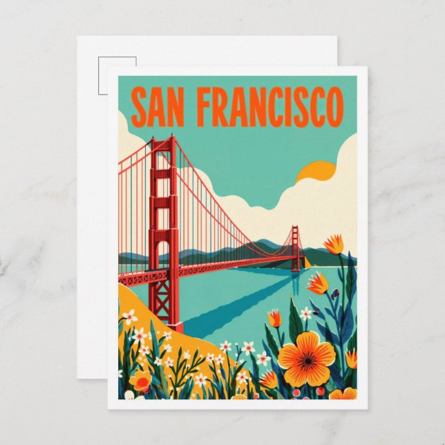 Postal Viaje de Ilustracion de arte de San Francisco Cali (Anverso / Reverso)