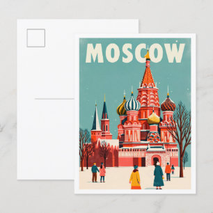 Postal Viaje de Ilustracion de arte ruso de Moscú