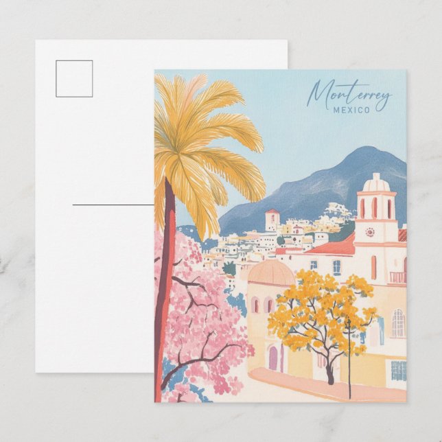 Postal Viaje de Ilustracion de pintura goache en México d (Anverso / Reverso)