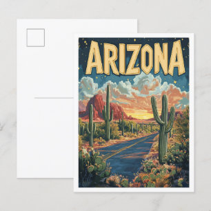 Postal Viaje de Ilustracion Vintage de Arizona USA