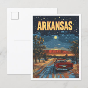 Postal Viaje de Ilustracion Vintage de Arkansas USA