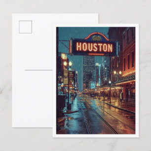 Postal Viaje de Ilustracion Vintage de Arte de Houston US