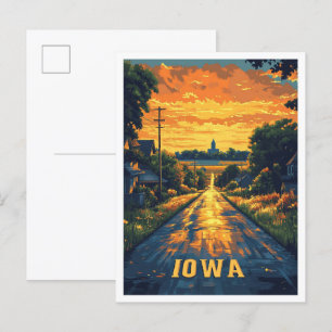 Postal Viaje de Ilustracion Vintage de arte de Iowa USA