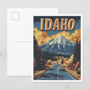 Postal Viaje de Ilustracion Vintage de Arte Idaho USA