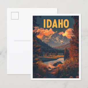Postal Viaje de Ilustracion Vintage de Arte Idaho USA