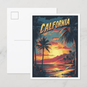 Postal Viaje de Ilustracion Vintage de California USA