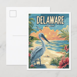 Postal Viaje de Ilustracion Vintage de Delaware USA
