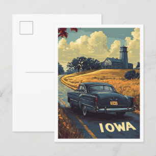 Postal Viaje de Ilustracion Vintage de Iowa USA