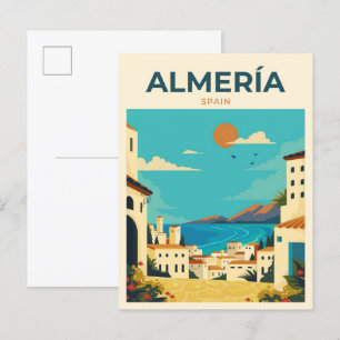 Postal Viaje de Ilustracion Vintage en Almería España