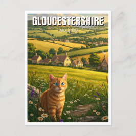 Postal Viaje de Inglaterra a un gato en Gloucestershire