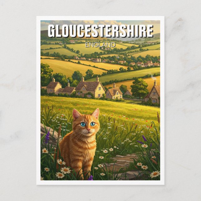 Postal Viaje de Inglaterra a un gato en Gloucestershire (Anverso)