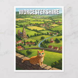 Postal Viaje de Inglaterra a un gato en Worcestershire