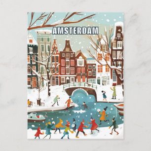 Postal Viaje de invierno en los Países Bajos de Amsterdam