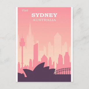 Postal Viaje de invierno rosado en Australia en Sydney
