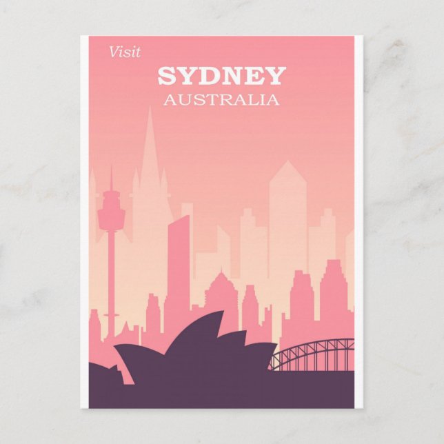 Postal Viaje de invierno rosado en Australia en Sydney (Anverso)