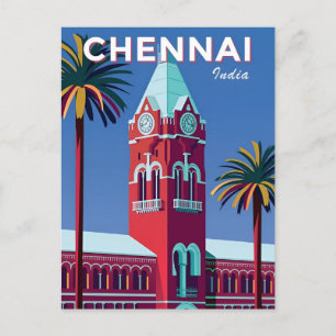 Postal Viaje de la ciudad de Chennai - Retro de vacacione