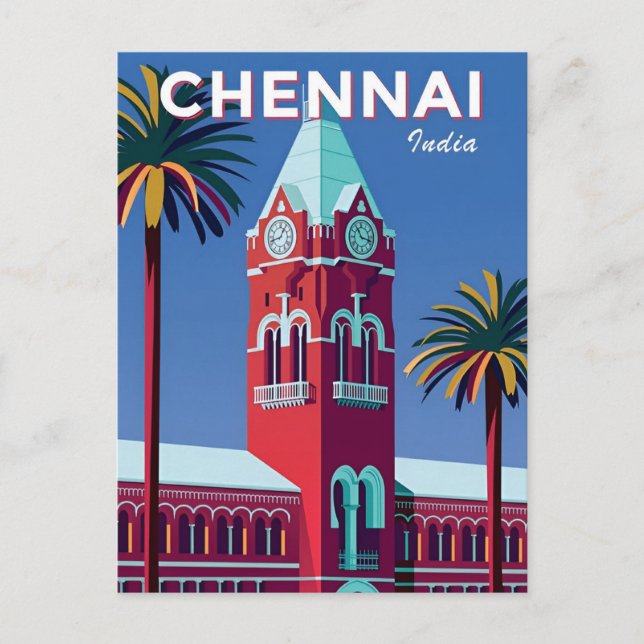 Postal Viaje de la ciudad de Chennai - Retro de vacacione (Anverso)
