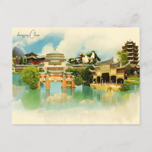 Postal Viaje de la ciudad de Chongqing vacaciones retro e