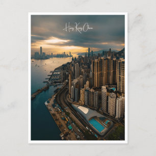 Postal Viaje de la ciudad de Hong Kong Retro aéreo de Chi