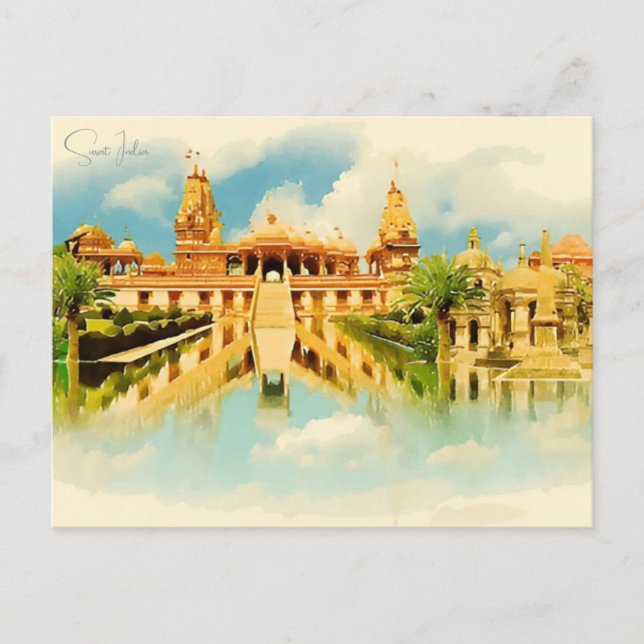 Postal Viaje de la ciudad de Surat India retro de vacacio (Anverso)