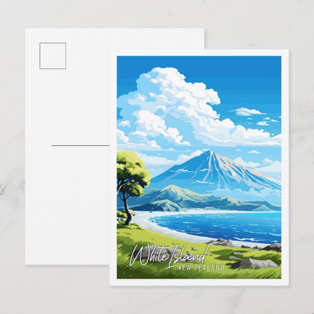 Postal Viaje de la cosecha de la isla blanca de Nueva Zel (Anverso / Reverso)