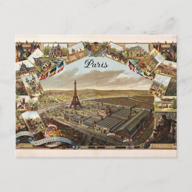 Postal Viaje de la Torre Eiffel de París (Anverso)