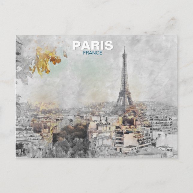 Postal Viaje de la Torre Eiffel - Retro París (Anverso)