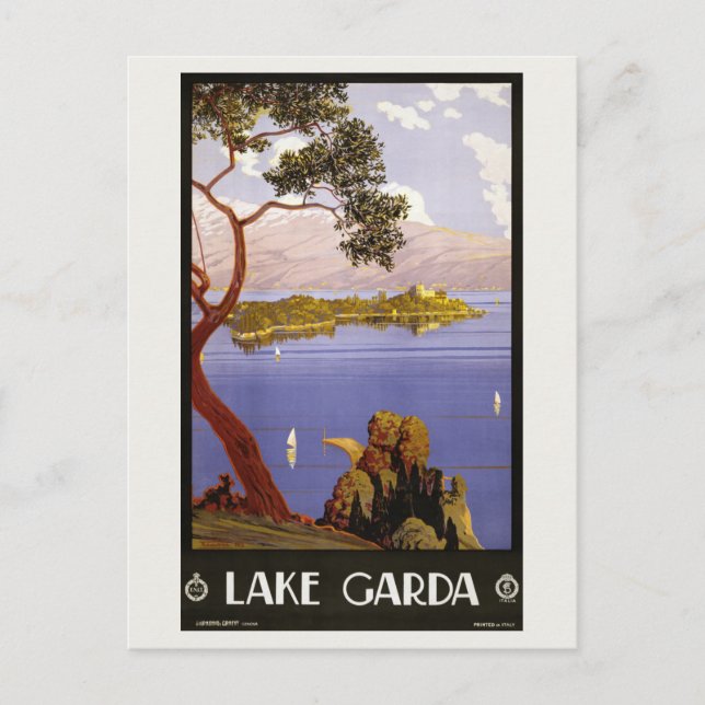 Postal Viaje de la vieja escuela italiana del lago de Gar (Anverso)