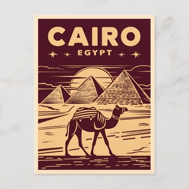 Postal Viaje de la vieja pirámide de Egipto retro gráfico (Anverso)