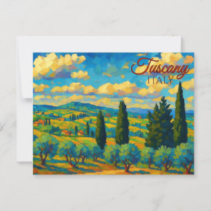 Postal Viaje de la Vieja Toscana Italia Retro Europa