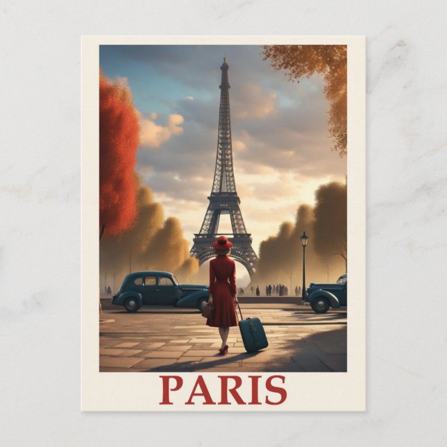 Postal Viaje de la Viñeta París Francia Torre Eiffel (Anverso)