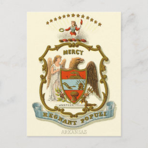 Postal Viaje de la Vintage de Arkansas - Escudo de armas 