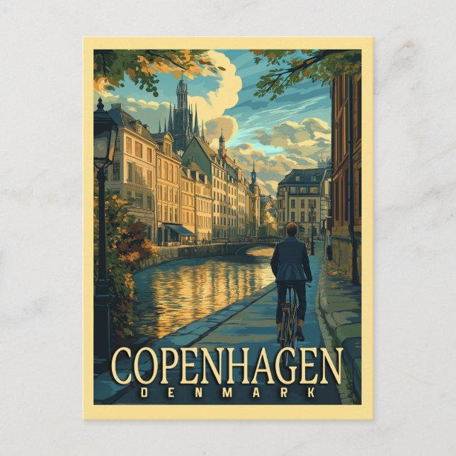 Postal Viaje de la Vintage de Copenhague (Anverso)