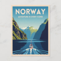 Viaje de la Vintage Paisaje de Noruega Fjord Retro
