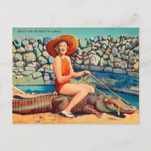Postal Viaje de ligador y mujer de la vieja Florida (Anverso)
