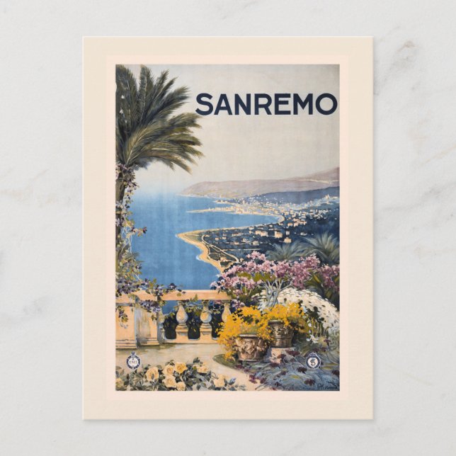 Postal Viaje de Litho Vintage y Sanremo Italia (Anverso)