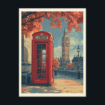 Postal Viaje de Londres<br><div class="desc">Descubra el encanto de la antigua Londres con esta impresionante postal de viaje. Este ilustracion de color pastel,  con una cabina telefónica roja clásica en primer plano y el icónico Big Ben en segundo plano,  refleja la esencia de un día soleado en la ciudad.</div>
