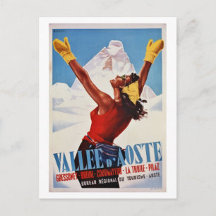 Postal Viaje de los Alpes italianos de invierno retro vin