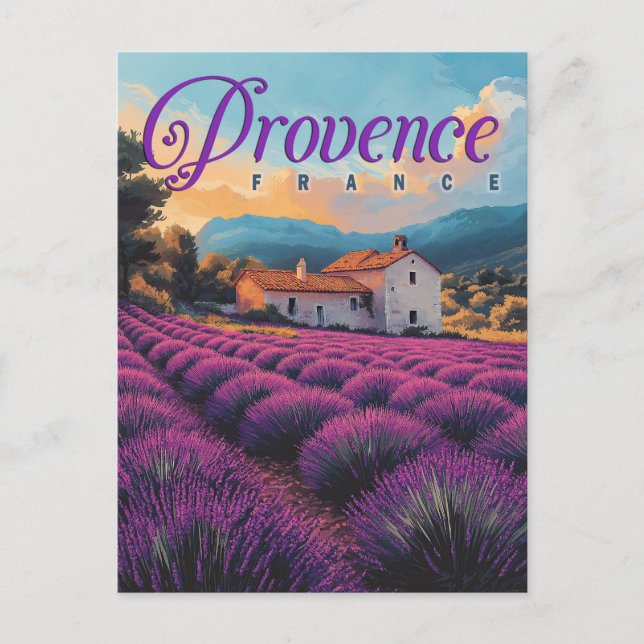 Postal Viaje de los campos de lavanda de la Provenza Vint (Anverso)