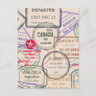 Postal Viaje de los sellos del pasaporte
