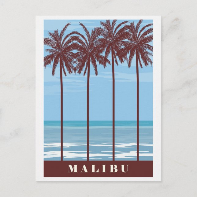 Postal Viaje de Malibu California Ocean Palm Tree (Anverso)