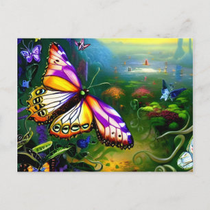 Postal Viaje de mariposa de fantasía